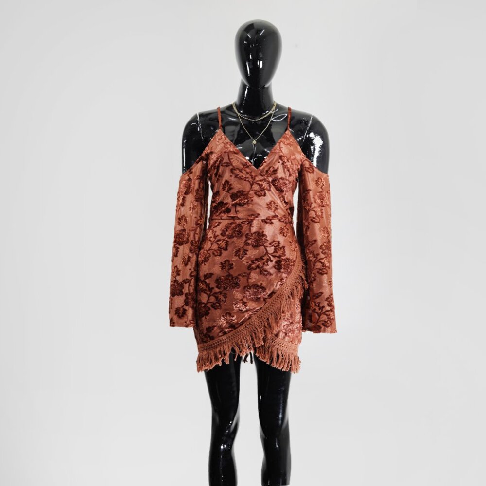 Boho Terracotta Lace Trim Dress Medium ✨ Perfect for Layering!